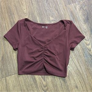 Ruched Burgundy Crop Top
